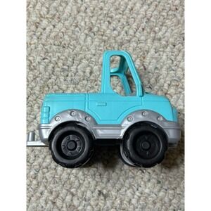 Fisher Price Little People Tow Truck Teal Blue Silver Toy Vehicle